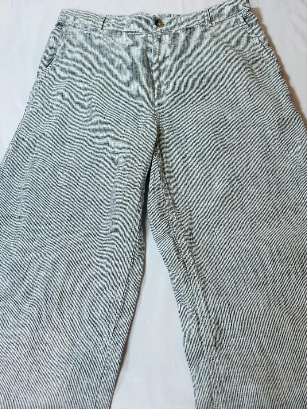Madewell “the Zoe” Relaxed Straight Linen Pant Blue & White Stripe Size 6 NWOT